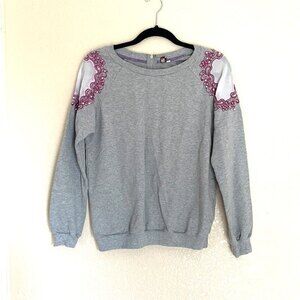 Kut from the Kloth embroidered sweatshirt XS with beads and faux diamonds RARE